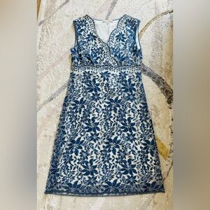 Max Studio Blue Floral Lace Midi Dress